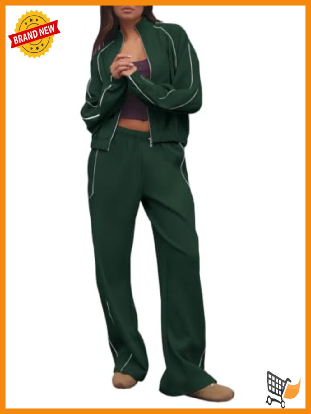 Women's 2 Piece Zip Up Sweat Set Wide Leg Pants Jogging Suit Lounge Set